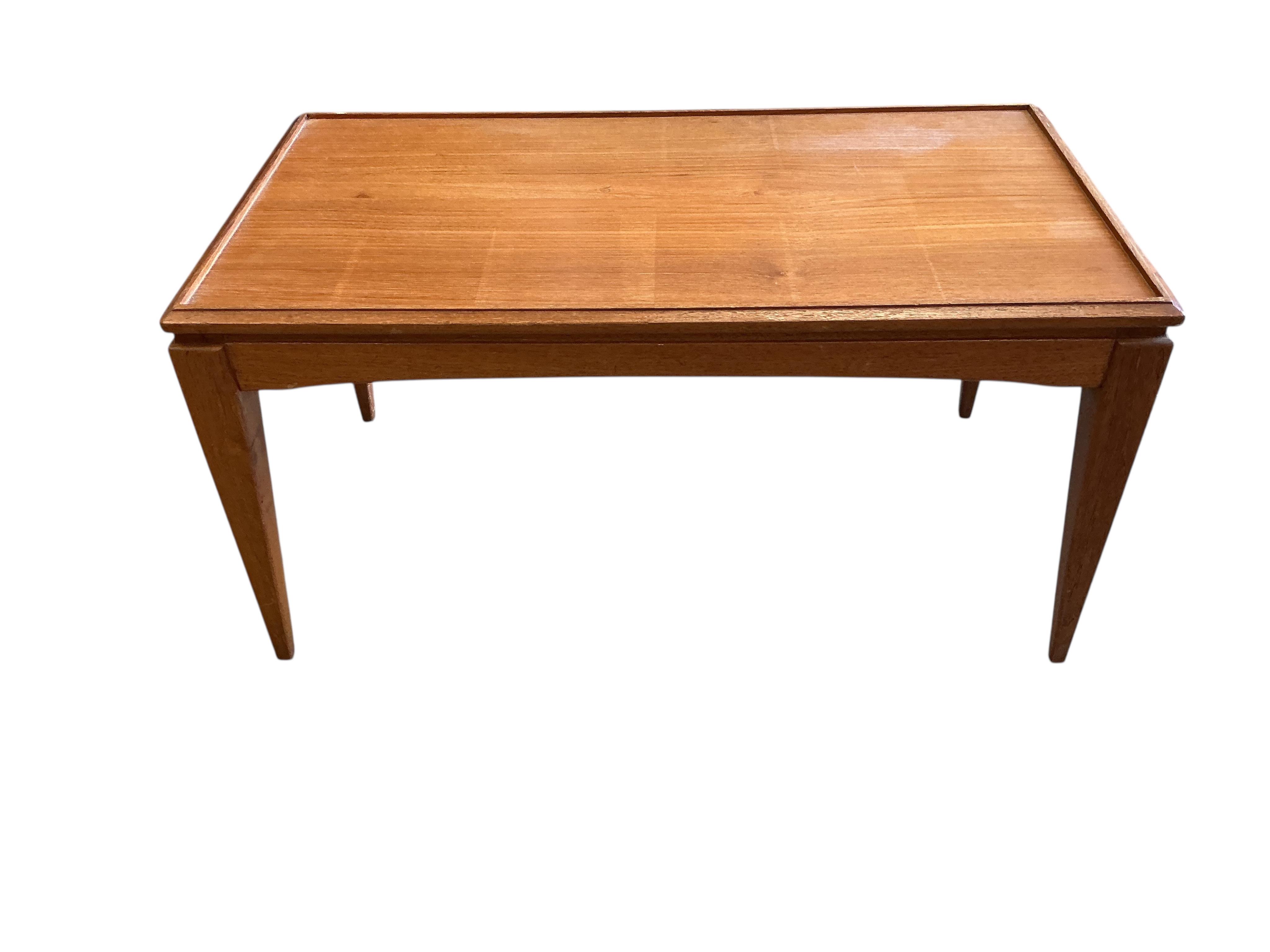 A mid century Gordon Russell teak coffee table, width 76cm, depth 41cm, height 39cm